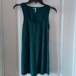 Studio Y teal beaded and sequins tank